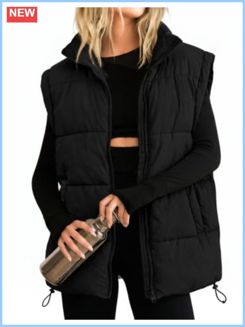 Women's Zip Up Puffer Vest Stand Collar Sleeveless Padded Jacket Coat